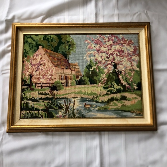 Framed Landscape Tapestry Art with Gold Frame - Picture 2 of 15